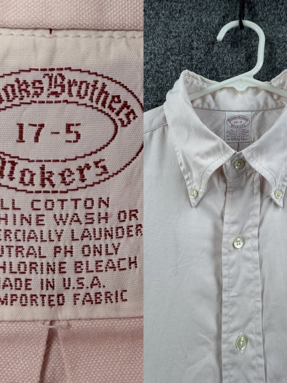 VTG Brooks Brothers Pinpoint Makers Button-Down USA 17 5 Pink Cotton Office Men